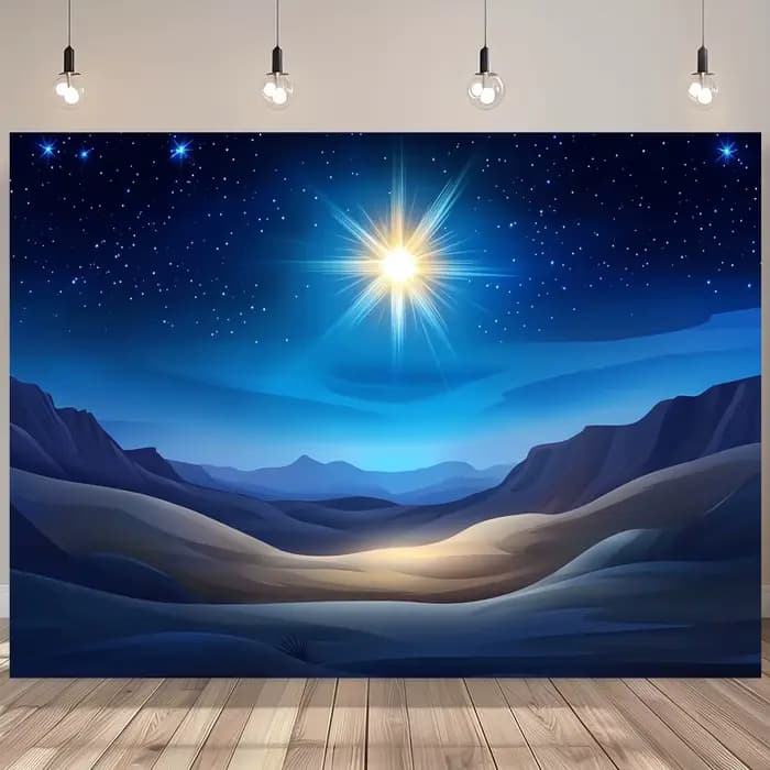 Le fond de scène de Noël de nuit étoilée est très adapté aux Noël, aux célébrations de pendaison de crémaillère, aux anniversaires, etc.