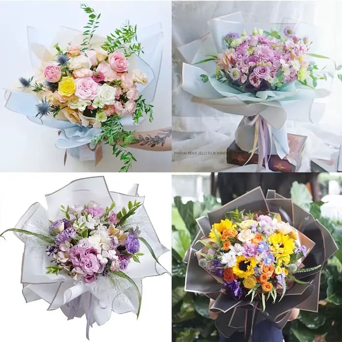 10 feuilles de papier d'emballage de fleurs avec bords dorés, emballage de Bouquet imperméable, idéal pour les mariages, les anniversaires, cadeaux de bricolage