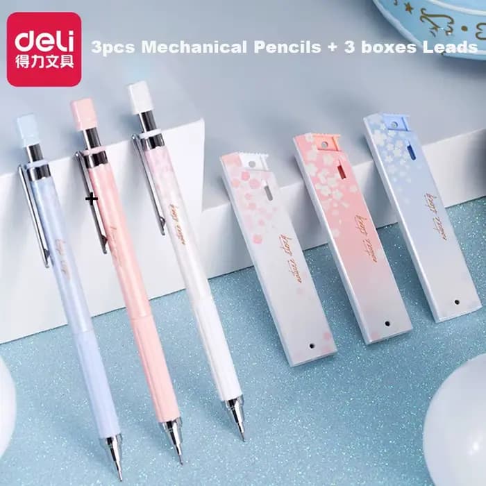 Ensemble de crayons mécaniques Kawaii Sakura, crayons automatiques, 3 paquets de fils HB, écriture de brouillon, dessin, croquis d'architecture, 0.5m