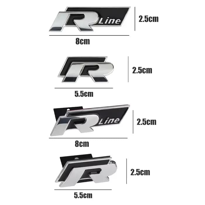 Emblème de calandre avant de voiture, autocollant métallique, badge de décoration de coffre pour Volkswagen VW R RLine Touareg MK4 Passat Caddy GTI Polo 4Motion