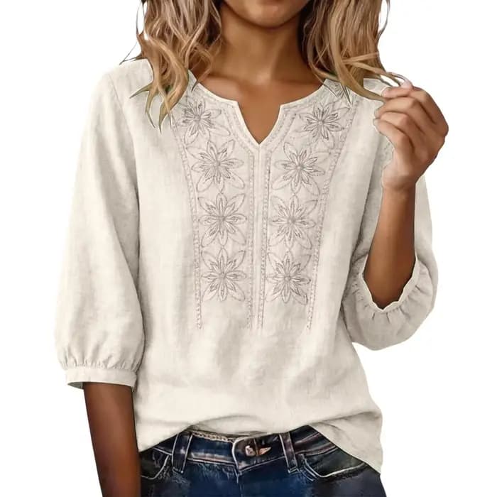 Chemisier en lin pour femme, tunique d'été légère et aérienne, élégante et décontractée, haut en coton et lin, coupe ample, hauts décontractés pour femme