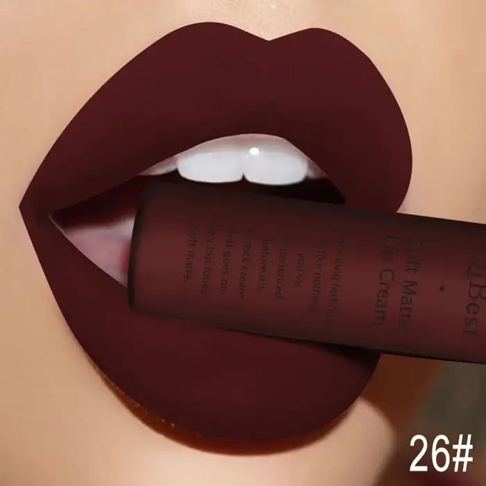 QIBEST Sexy velours mat brillant à lèvres liquide rouge