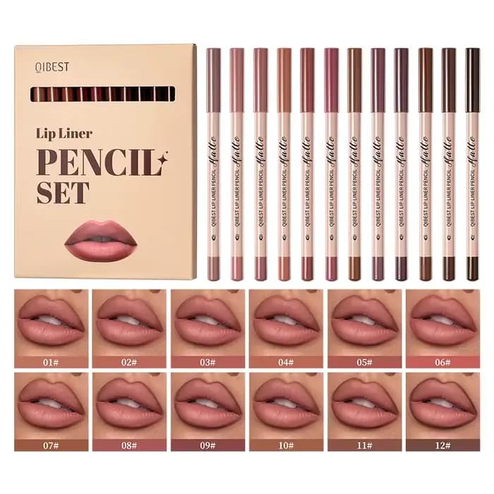 Ensemble de crayons à lèvres mats 12 pièces, lisses et faciles à appliquer, ne tache pas et ne se dé