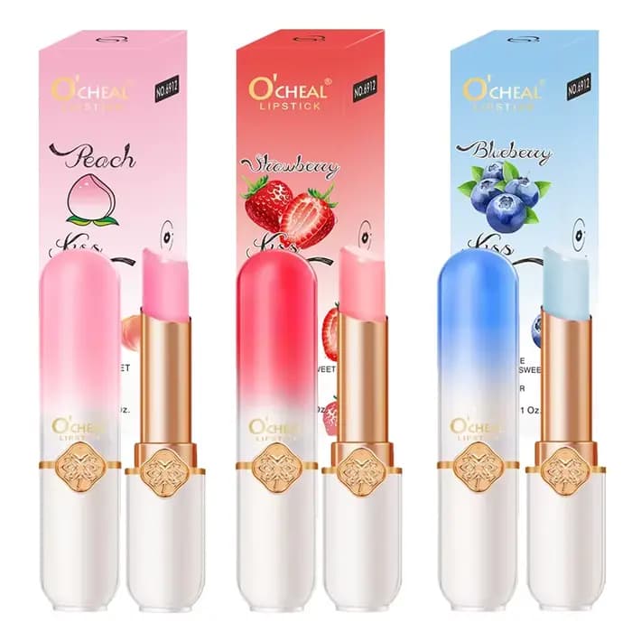 O'CHEAL couleur fruits rouge à lèvres pêche changement de température baume