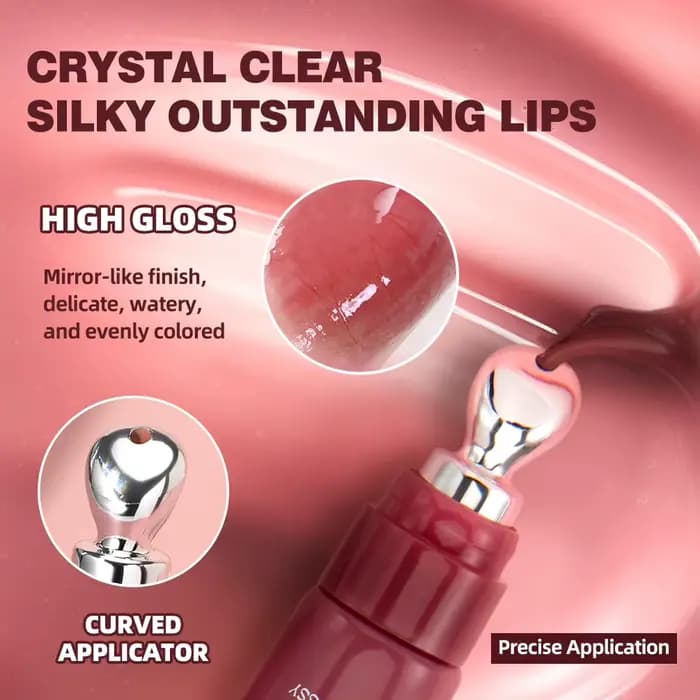 QIBEST miroir perle brillant à lèvres longue durée hydratant rouge