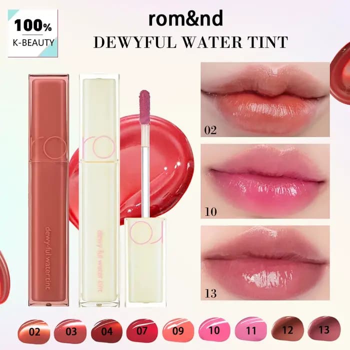 rom&nd DEWYFUL WATER TINT, hydratant léger, fini brillant, gloss à lèvres, maquillage de luxe, cosmétique coréen, K-Beauty, maquillage coréen