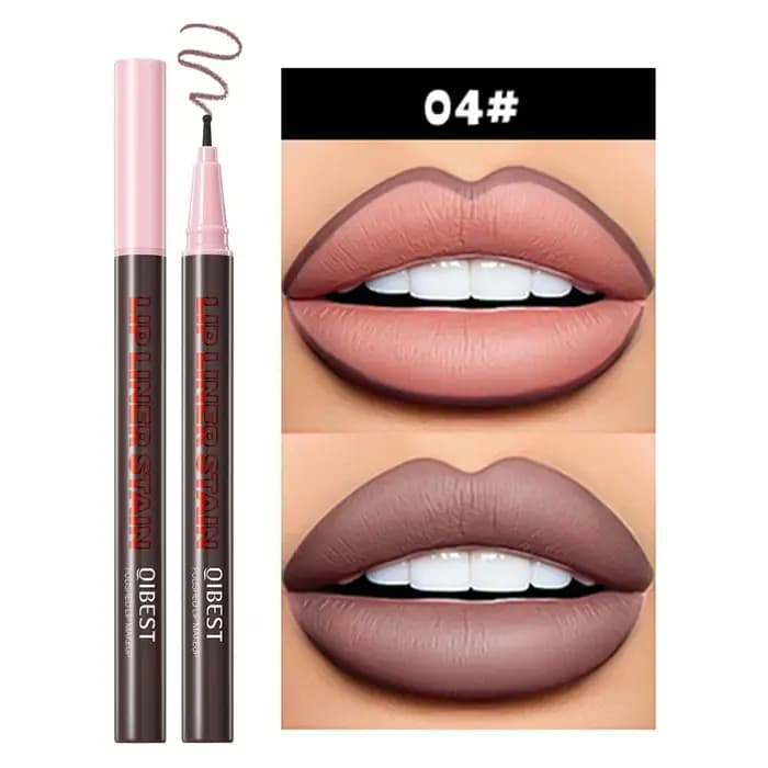 QIBEST Crayon à Lèvres Liquide Mat Imperméable Repulpant Longue Tenue Naturel pour Contour