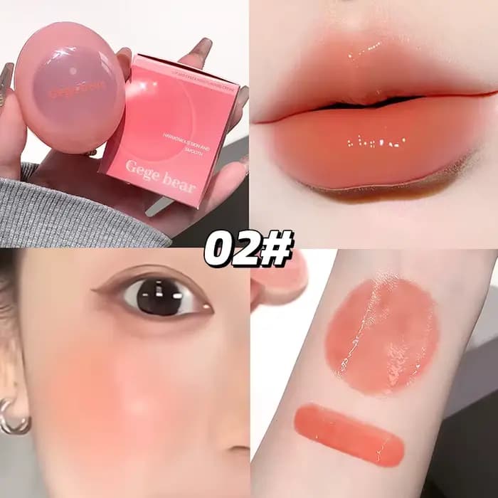 Gege Bear – vernis à lèvres à double usage, gelée, Blush, hydratant, brillant à lèvres, miel, miroir