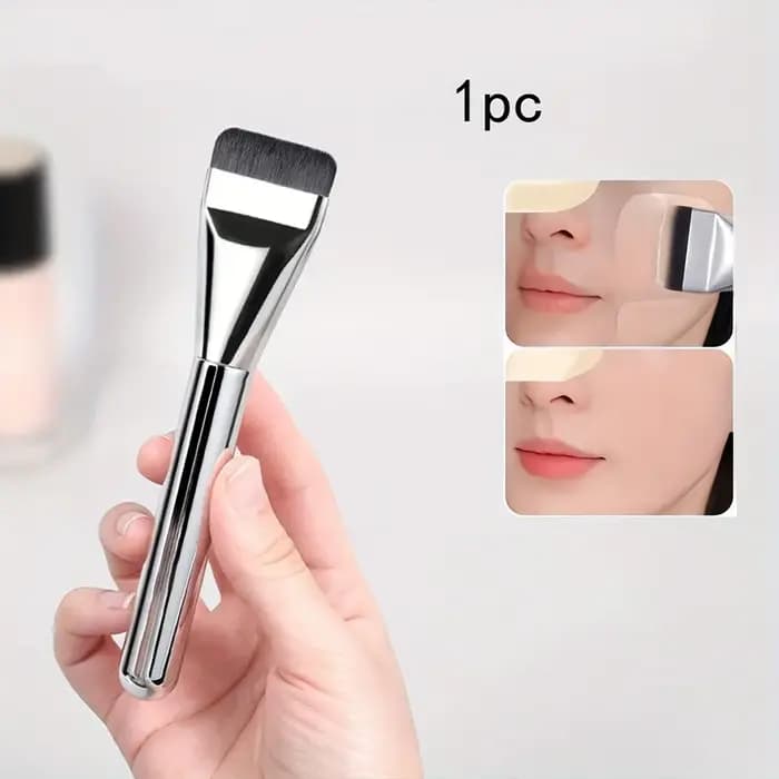 Brosse de fond de teint ovale en poils de Nylon Ultra-fins et hypoallergéniques