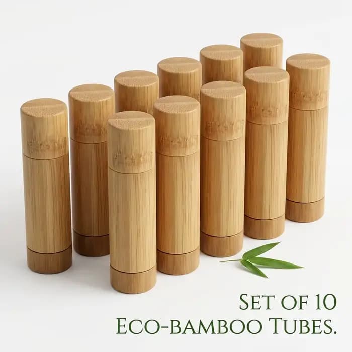 Lot de 10 tubes vides en bambou de 5g pour brillant à lèvres