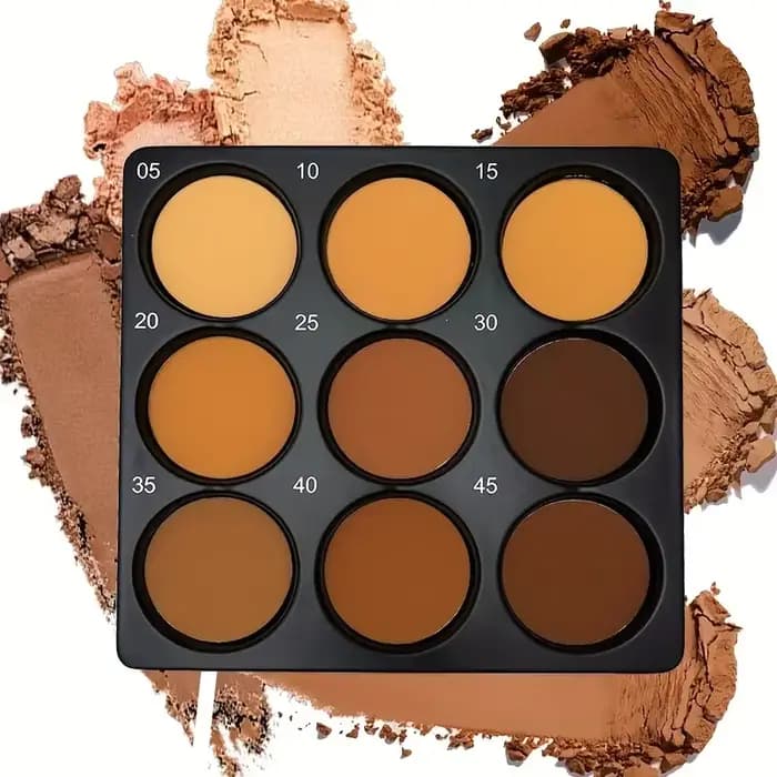 Palette de fond de teint bronze foncé 9 couleurs