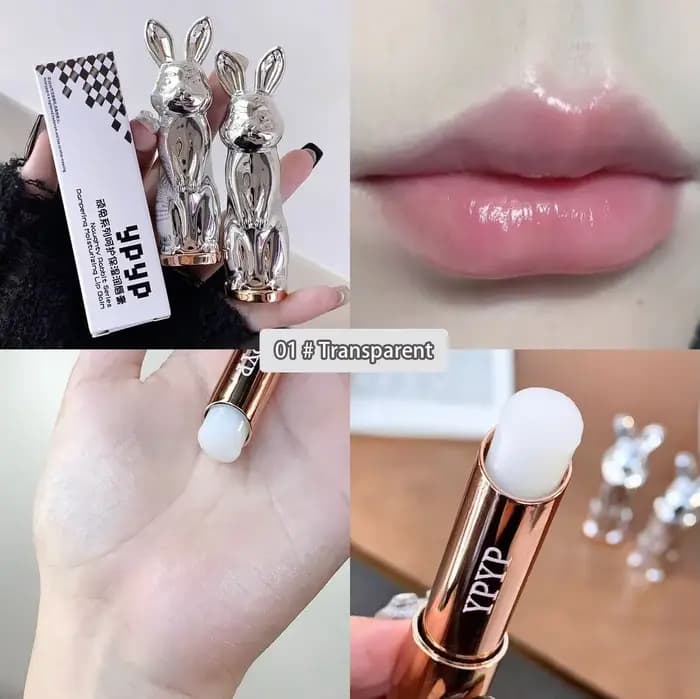 Baume à lèvres lapin noir Rose, brillant, ne se sécheresse, teinte transparente pêche, hydratant, Ba