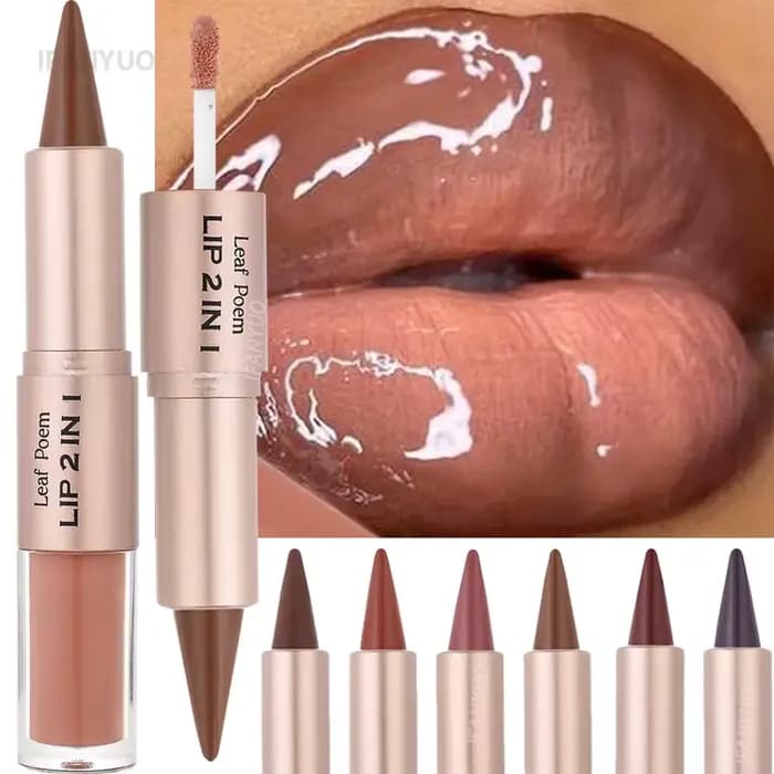 Maquillage pour les lèvres 2 en 1 prune foncé et rose : Crayon