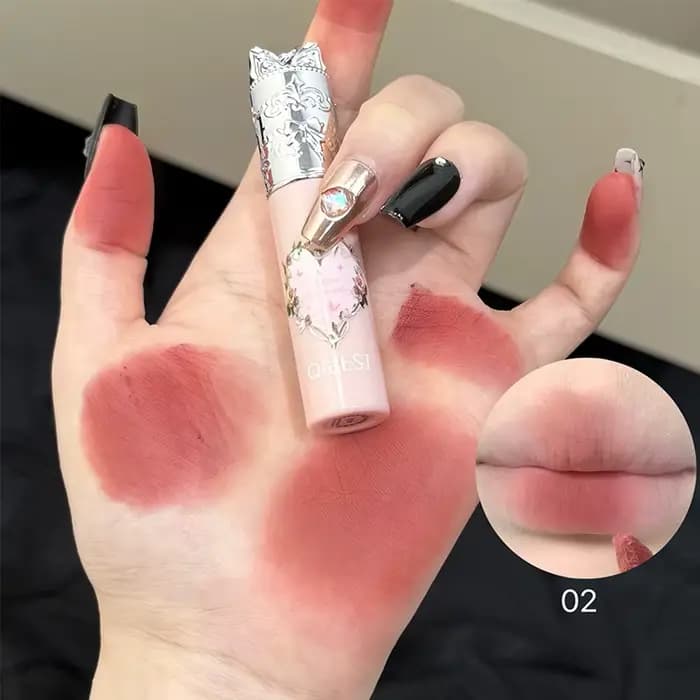QIBEST Rouge à Lèvres Liquide Mat Hydratant, Gloss Longue Tenue, Teinte Lèvres Effet Brume Douce et
