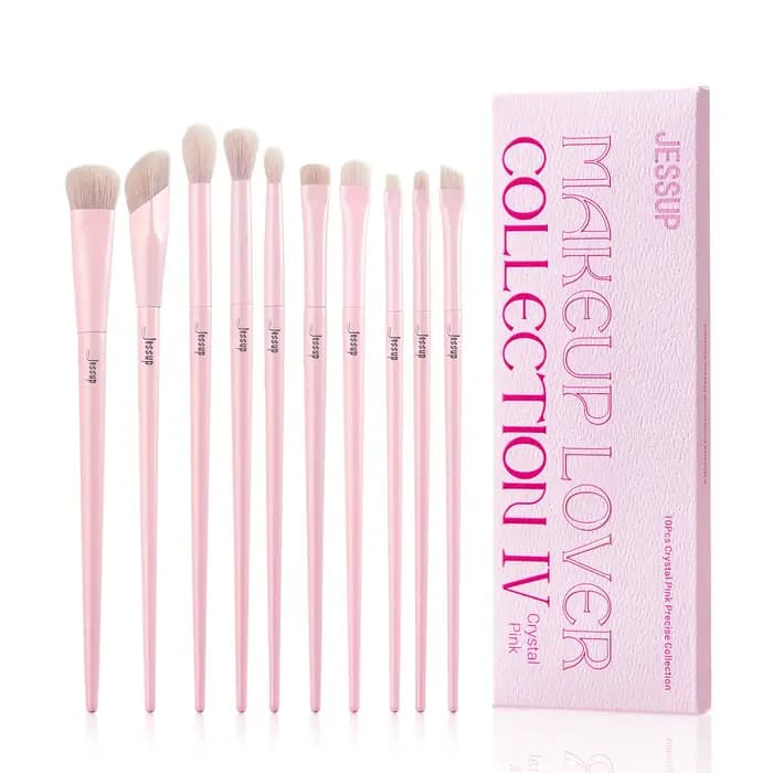 Set de pinceaux Jessup pour ombres à paupières Pinceau maquillage yeux rose