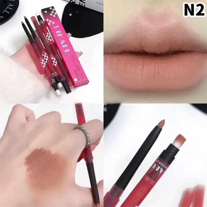 Crayon à lèvres mat DIKALU avec pinceau double embout