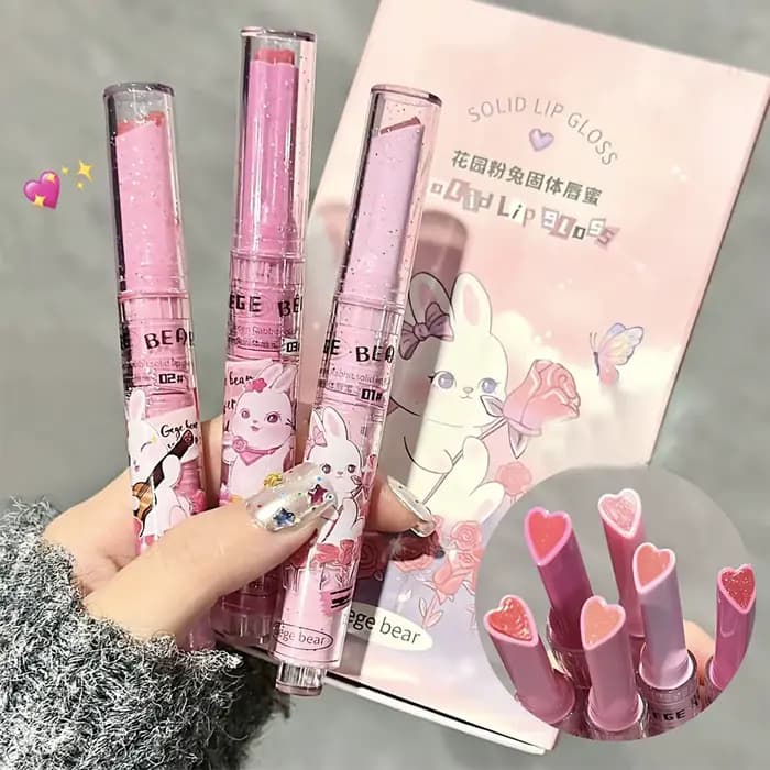Gege Bear Garden Pink Rabbit brillant à lèvres solide hydratant baume