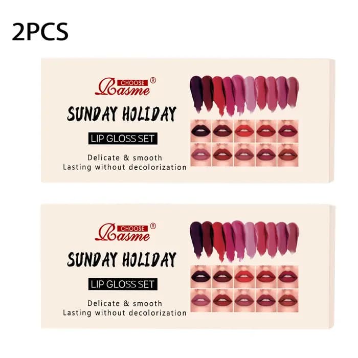 Lot de 10 rouges à lèvres velours : gloss imperméable et longue tenue