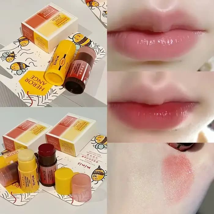 HERORANGE-Ensemble de deux rouges à lèvres hydratants, mini baume Jules aux fruits, masque anti-séch