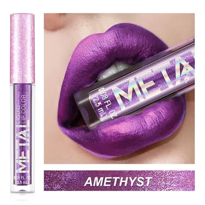 Rouge à lèvres liquide à paillettes métalliques, maquillage imperméable, brillant à lèvres métalliqu