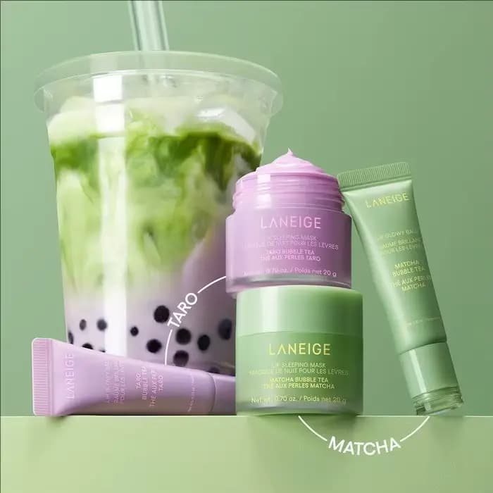 Baume à lèvres éclatant édition limitée Taro Matcha Bubble Vanilla Fruit Tea