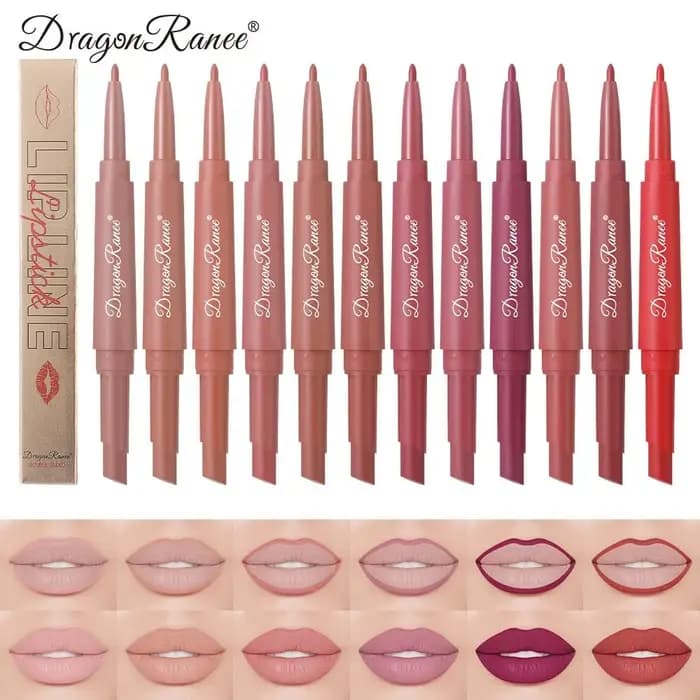 Nouveau 2 en 1 crayon à lèvres mat Double tête rouge