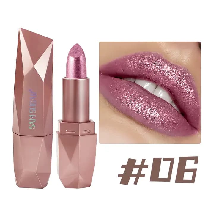 Nouveau rouge à lèvres diamant perle 6 couleurs, rouge à lèvres doré imperméable et Super brillant a
