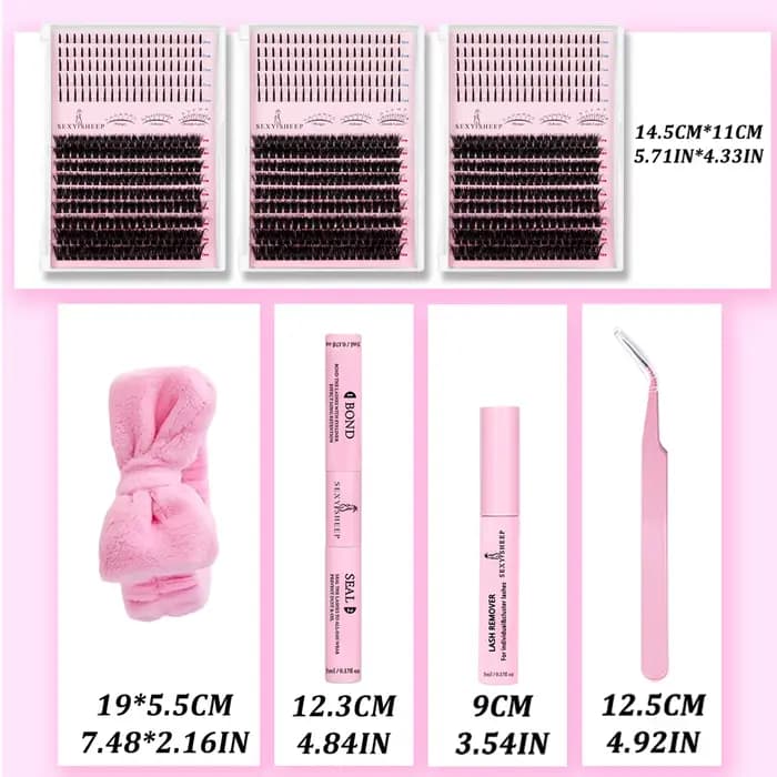 Kit de grappes de cils avec pointes, Extensions inférieures, faux cils avec liaison et joint, cils i