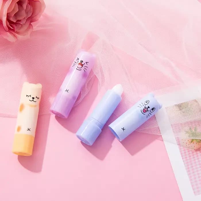 24 pièces mignon ours baume à lèvres clair aromatisé aux fruits hydratant rouge