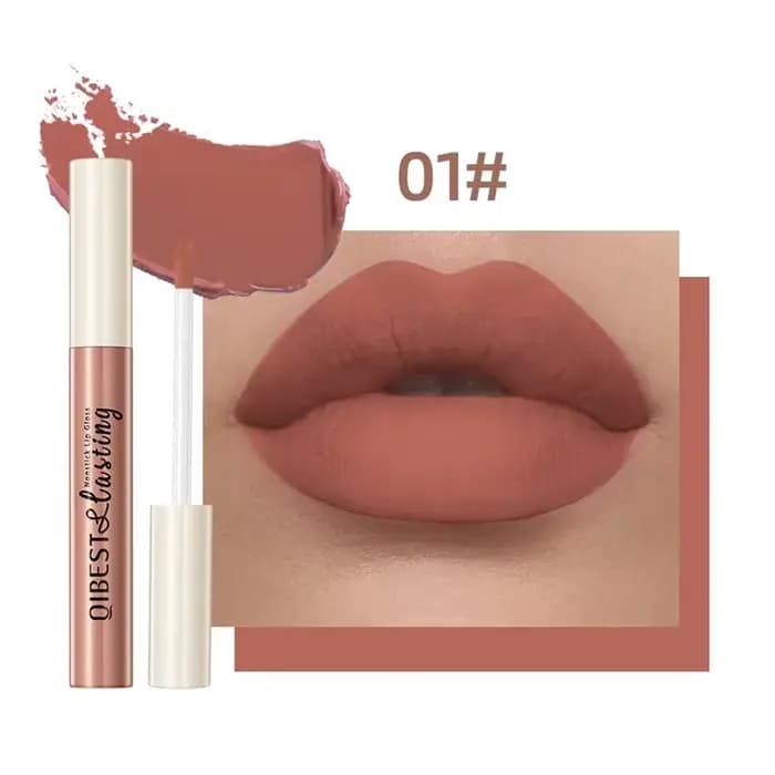 QIBEST 24 couleurs mat liquide rouge à lèvres imperméable longue durée velours rouge brillant à lèvr