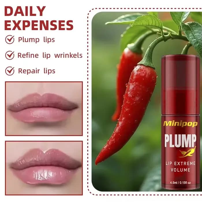 Soin Réparateur Anti-Rides Lèvres Huile Repulpante au Piment Sérum Gloss Hydratant Longue Durée Essence Volumisante Instantanée
