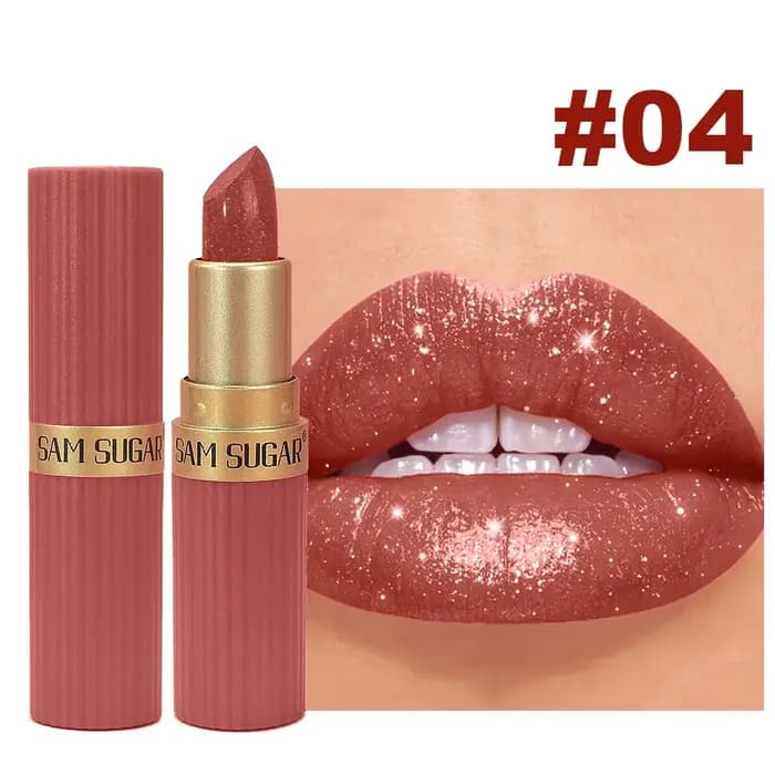 Rouge à lèvres luxueux à paillettes métalliques