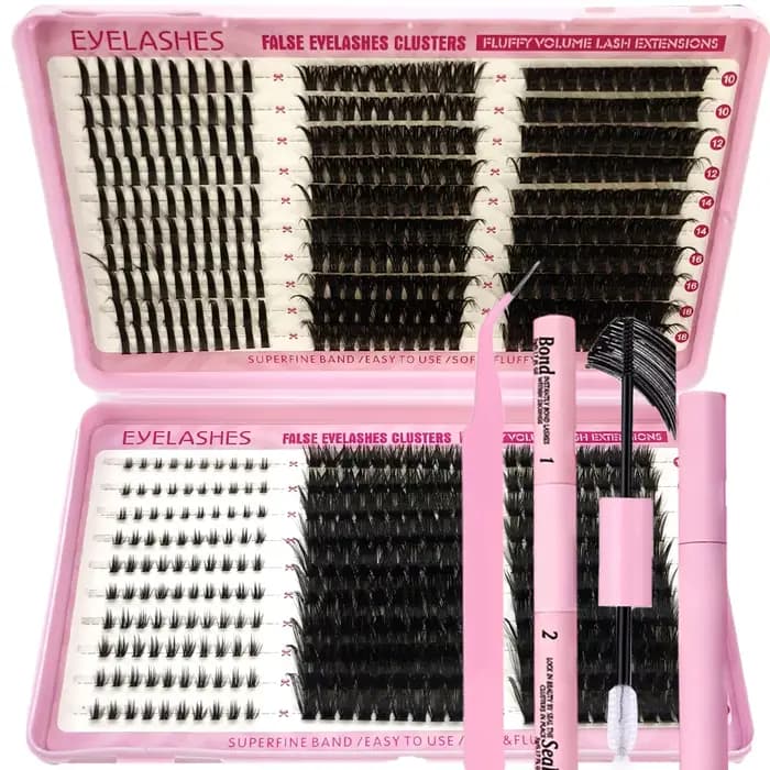 Kit d'extension de cils à faire soi-même, 60 rangées, grappes, Kit de cils individuels, mélange de S