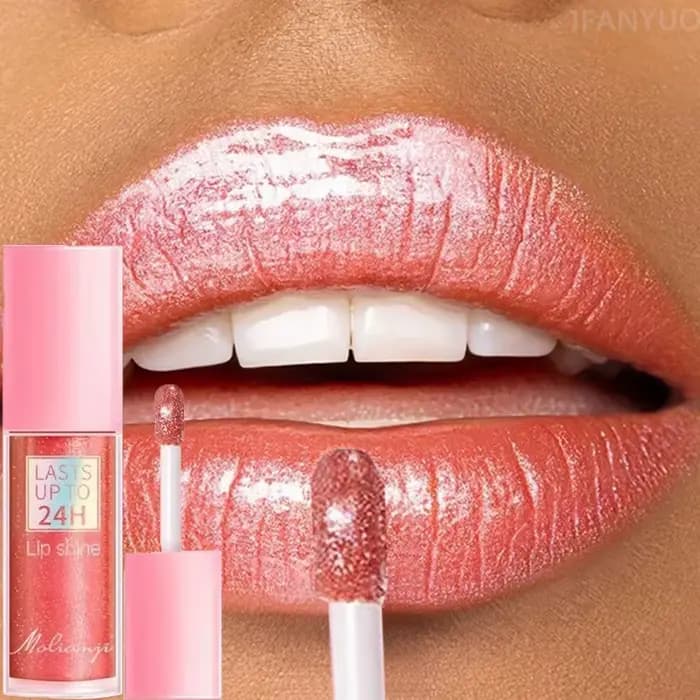 3 couleurs miroir imperméable à l'eau brillant à lèvres hydratant paillettes liquide rouge