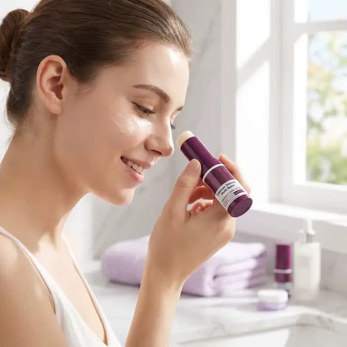 Baume multi-usages hydratant et nourrissant au collagène et au calcium pour les lèvres, les yeux, le visage et le cou – Soin quotidien portable en stick
