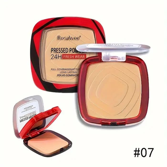 Fond de teint en poudre pressée à couverture complète avec applicateur bouffant