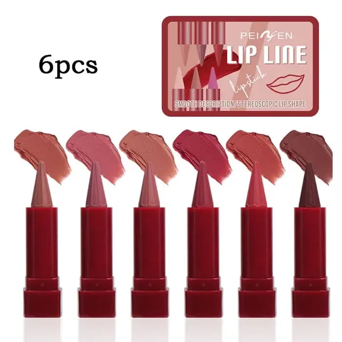 Lot de 6 crayons à lèvres longue tenue