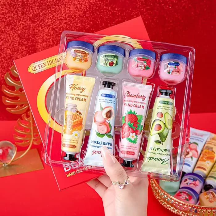 Cadeau de noël 8 pièces ensemble baume à lèvres et crème pour les mains