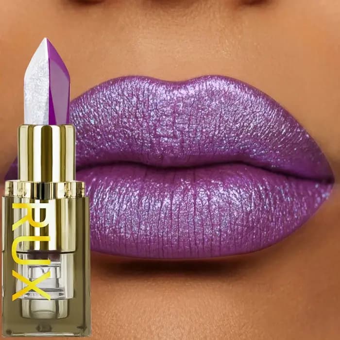 Rouge à lèvres bicolore à paillettes violettes