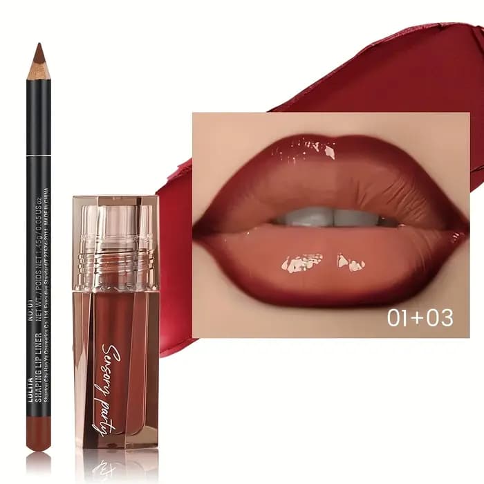 Pudaier Ensemble de crayons à lèvres mats longue durée – Look rosé de précision 3D marron
