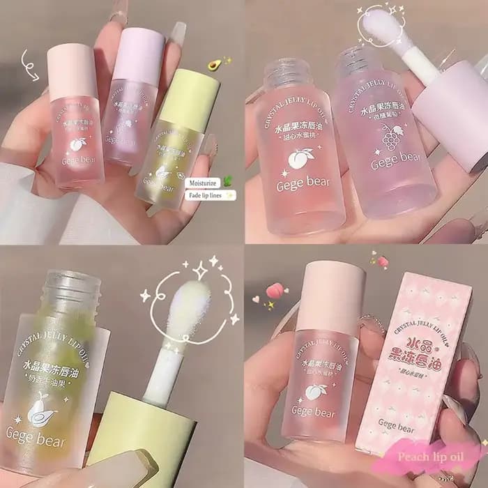 Huile à lèvres hydratante et repulpante aux fruits de la gamme Crystal Jelly – Pêche