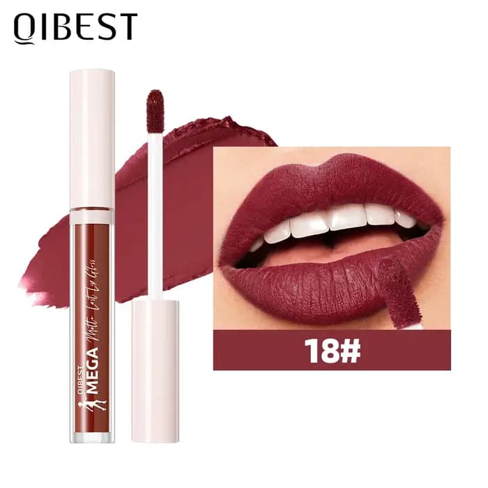 QIBEST 24 couleurs mat liquide rouge à lèvres imperméable nu brun violet teinte
