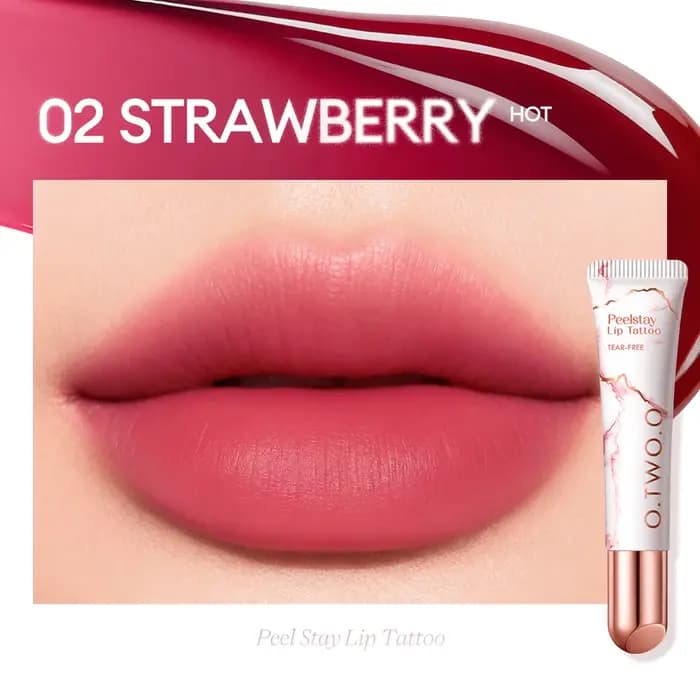 O.TWO.O tache pour les lèvres tatouage Peel-off hautement pigmenté 48h couleur-verrouillage imperméable nourrir soin