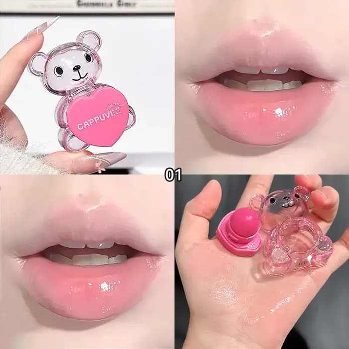 Cappuvini Baume à lèvres doux et mignon en forme d'ours