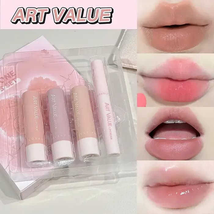 ART VALUE 4 PCS Kits de maquillage pour les lèvres comprenant 3 couleurs de rouge