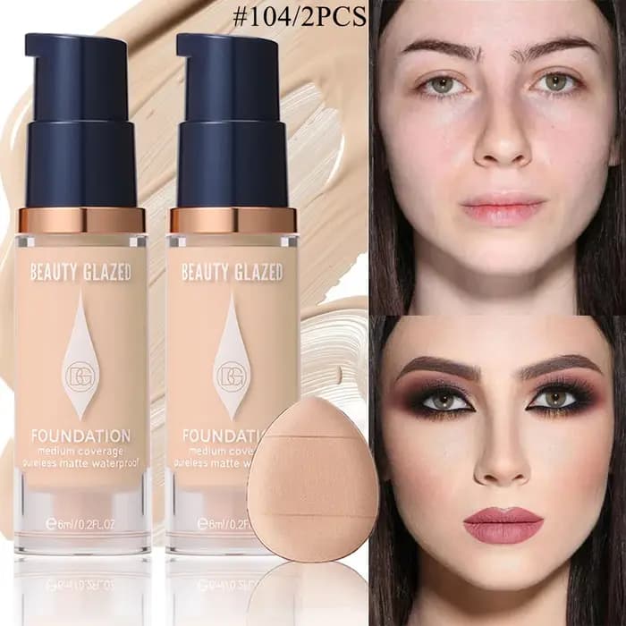 Ensemble de maquillage pour le visage : 2 fonds de teint mats + 1 éponge