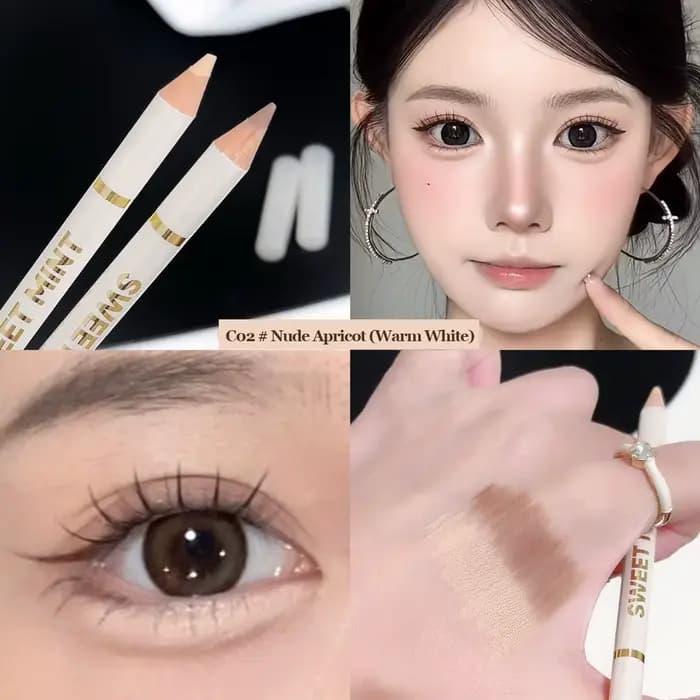 Crayon sous les yeux 2 en 1, Beige mat, surligneur éclaircissant, Aegyo Sal couché, ver à soie, fard à paupières, crayon à lèvres marron nu