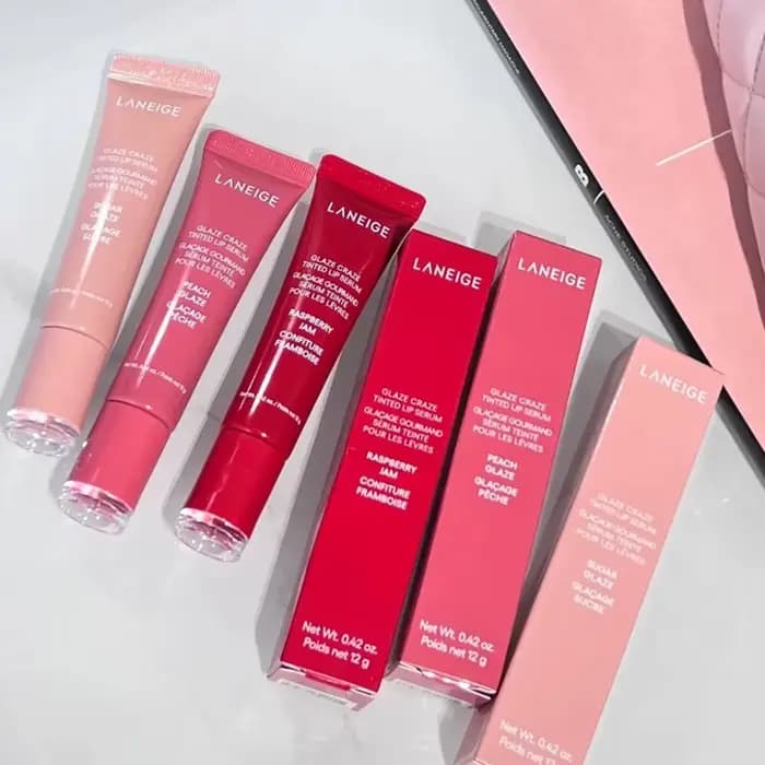 Baume à lèvres liquide cristallin Laneige Donut Lip Glaze avec applicateur en forme de pinceau