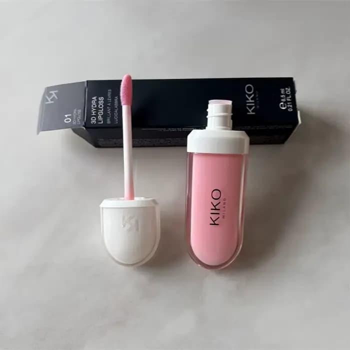 Gloss à lèvres miroir 3D Kiko Italie, imperméable, longue tenue, anti-transfert, couleur douce pâte