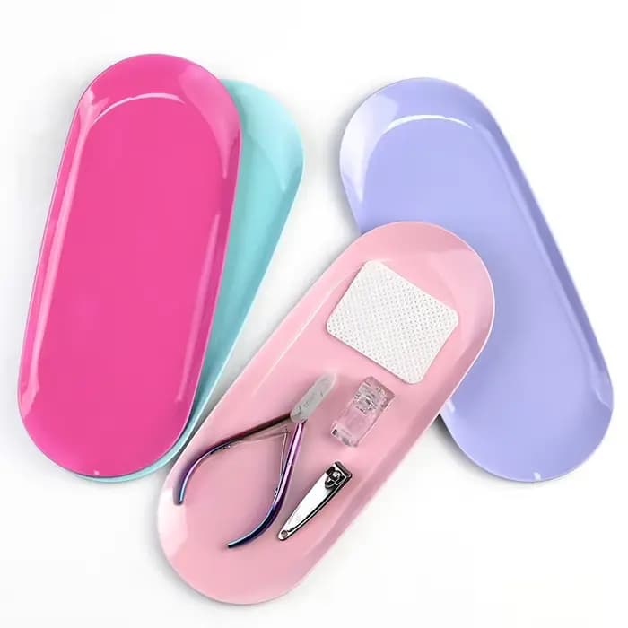 Nouveau plateau de rangement de cosmétiques en acier inoxydable, plaque d'équipement de Nail Art en